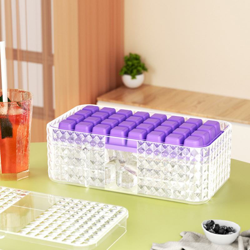 Large New Silicone Square Ice Mold Ice Cube Trays Lid Mold Storage Box Creative Tool Ice Cube Maker Cool Drinks Kitchen Bar Ice Cube Trays beat the heat BPA free ice cube tray one touch release