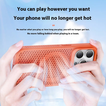 Breathable Honeycomb Heat Dissipation Phone Case | Shockproof & Magnetic Suction iPhone cases breathable camera protection fall protection heat dissipation holes iPhone lens protection New arrival {{ product_collections }} {{ product_description }}