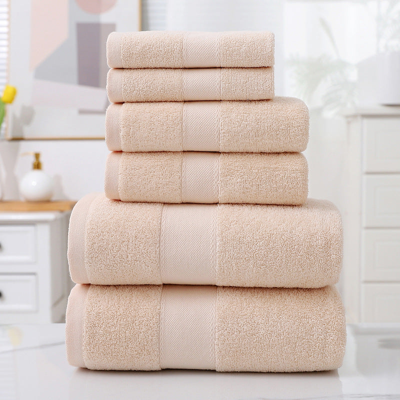 Home Simple Cotton Absorbent Towel Bath Towel 6-Piece Set B Brown 6PCS Towels bath towel Bedding and towels home towel