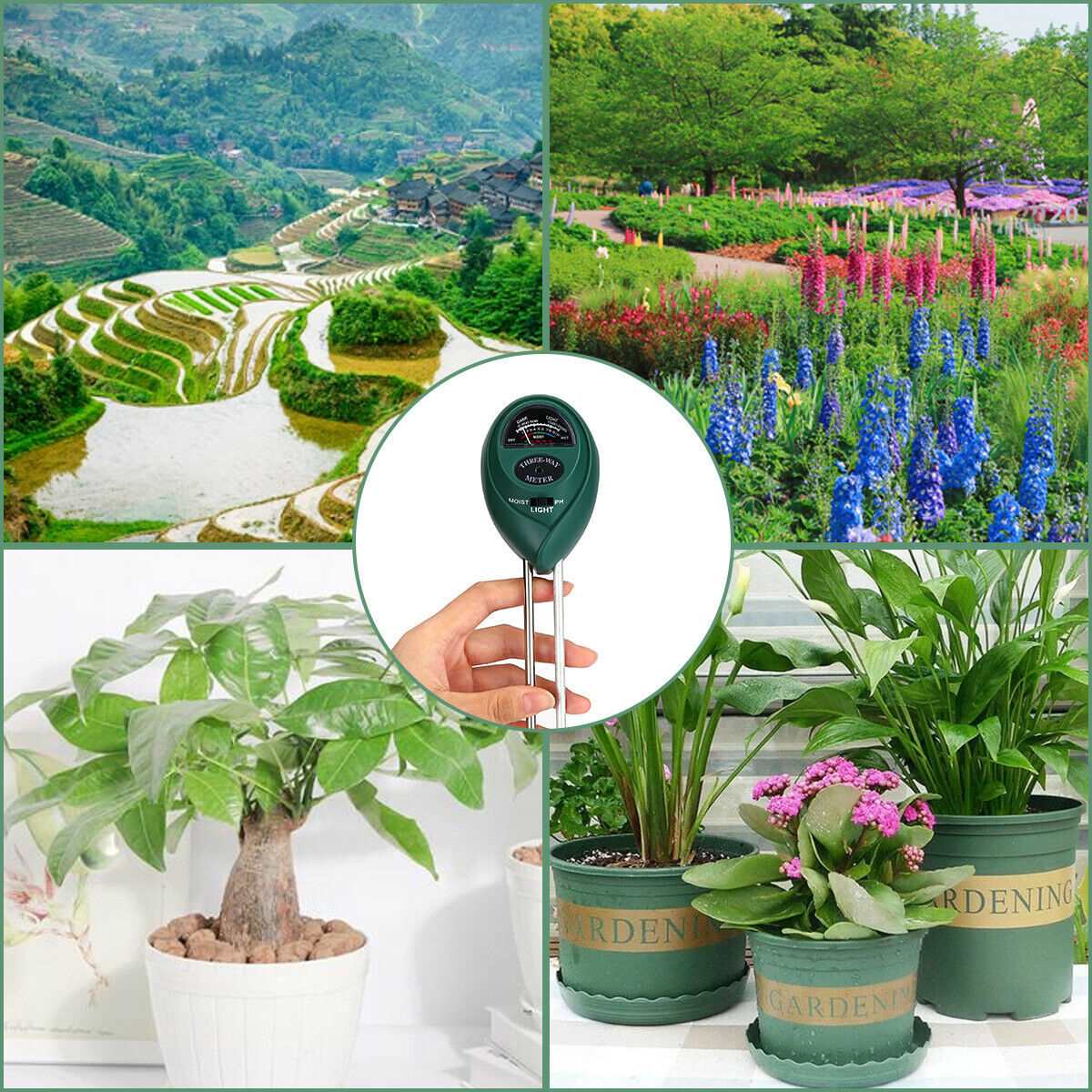 3 In1 Soil Tester Water PH Moisture Light Test Meter Kit For Garden Plant Flower Garden Tools garden garden tools home soil pH meter Soil Tester