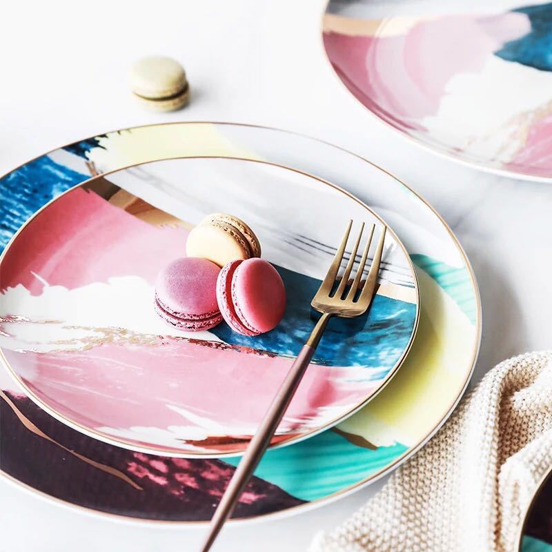 Watercolor Dessert Plates Dinner Sets dinner set dinning table home plates