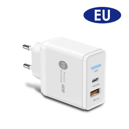 PD48W Fast Charging Mobile Phone Charger EU European White Adapters & Converters C type charger electronics electronics accessories fast charger travel adapter USD