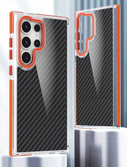 Hybrid Bumper Armor Carbon Fiber Shock Absorber Cover For Samsung Galaxy Orange Mobile Phone Cover & Protectors electronics electronics accessories mobile phone cover mobile phone covers Samsung