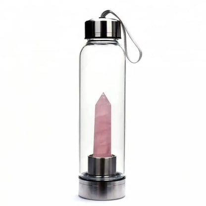 Natural Crystal Stone Water Bottle Pink 550ml Water Bottles crystal dinning dinning table gift home latest water bottle new design water bottle transparent water bottle water bottle Water Bottles