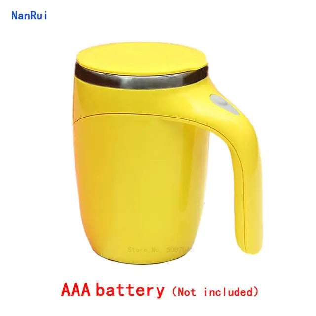 Magnetized Self Stirring Coffee Cup Mug Battery Yellow 380ml Mugs & Cups coffee cup coffee cup with lid coffee mug coffee mug with lid Coffee Mugs home insulated coffee cup insulated coffee mug Mug portable rechargable Self Stirring self stirring coffee mug Stainless Steel tea and coffee cups Thermal Cup