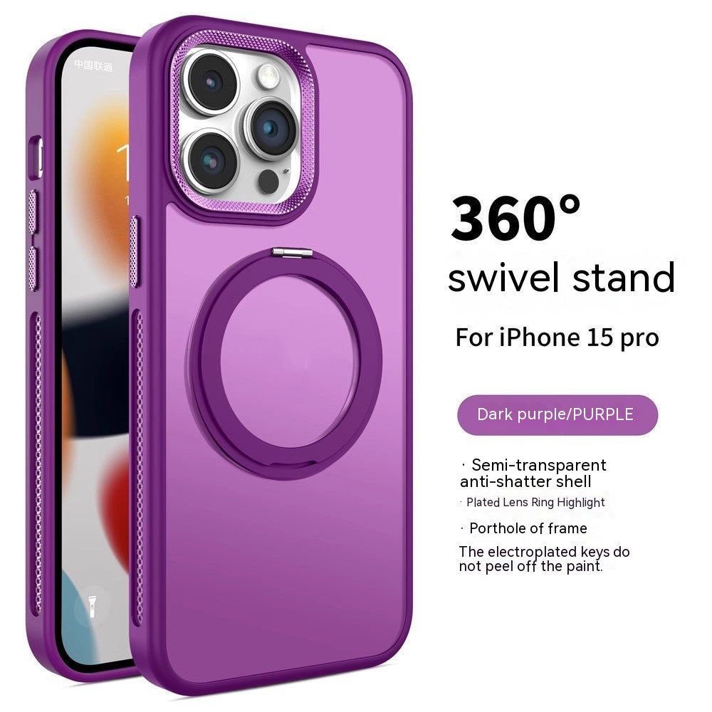 Rotating Bracket Magnetic Suction Phone Case | Frosted Heat Dissipation | Drop-resistant Dark Purple iPhone cases back stand iPhone iPhone case lens protection lens protector lens protectors magsafe new arrival phone case with stand premium stand with stand {{ product_collections }} {{ product_description }}