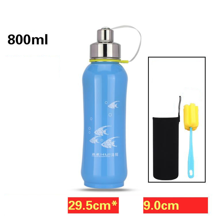 Stainless Steel Water Bottle Vacuum Travel Thermal Cup 18oz Blue 800ml Tumblers, Bottles & Glass dinning dinning table home portable bottle stainless steel water bottle