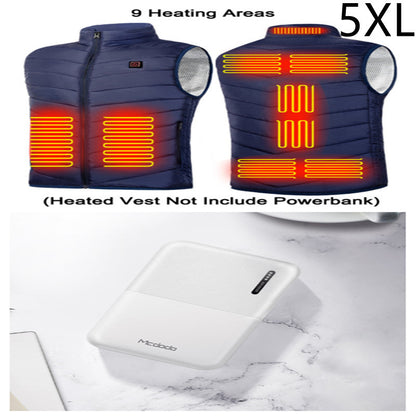 Power Bank 10000 MAh Heating Vest Mobile Power Bank Blue 9heating areas 5XL Power Banks electronics electronics accessories LED display multiports power bank smart power bank