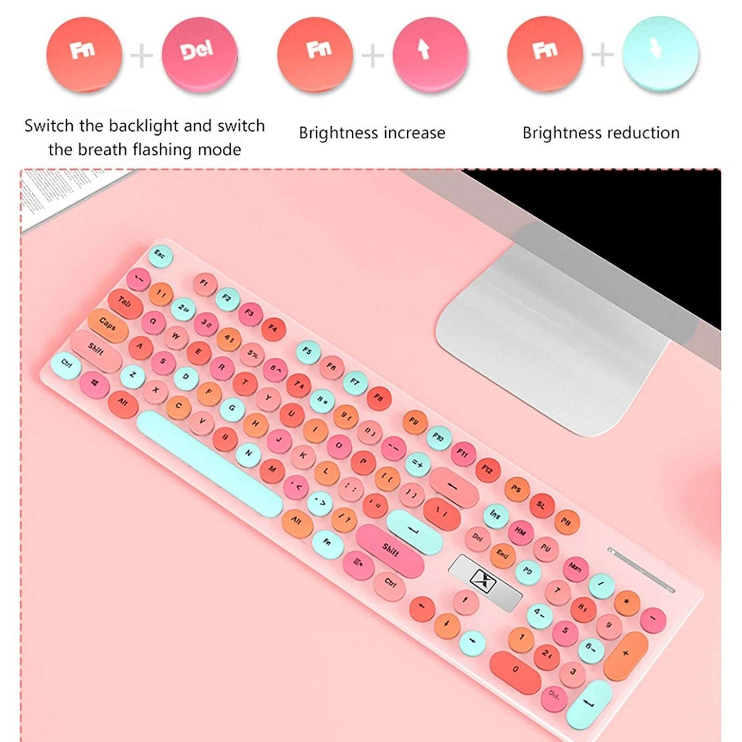 2.4GHz Rechargeable Wireless Keyboard and Mouse: Retro Aesthetic Silent Design Keyboards & Mouse computer electronics keyboard keyboard and board wireless bluetooth laptop mouse wireless