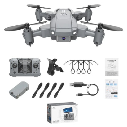 Affordable Price KY905 Foldable Mini WiFi FPV Aerial Photography Drone With 4K HD Camera and Cloth Box Gray Drones 4k 5g bluetooth 5g connection 6k 8k drone drone for video making drone with video camera matchless online RC drone with 360 video camera remote controlled drone with 360 camera versatile camera and drone video video making