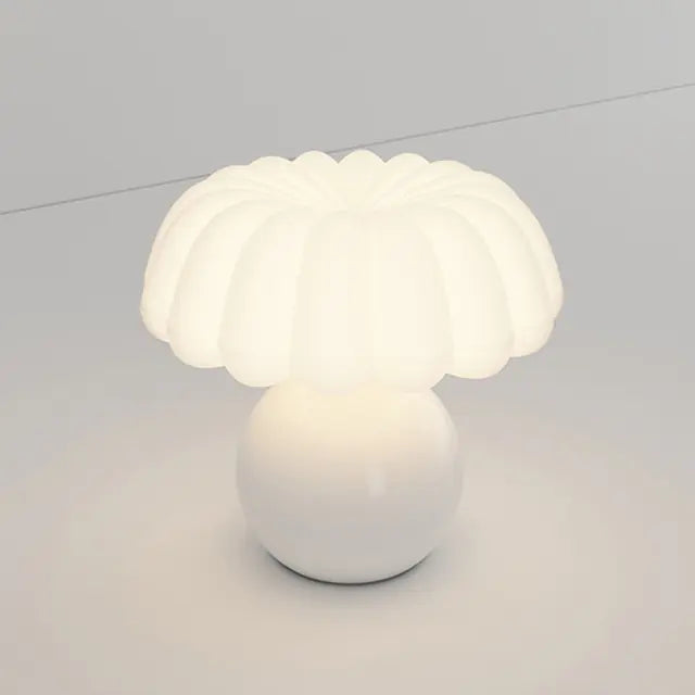 Elegant Cream Mushroom Desk Light A White Table Lamps ambientlight cozylighting creamlamp decorativelamp elegantlighting interiordesign mushroomlamp sophisticateddecor tablelamp whimsical {{ product_collections }} {{ product_description }}