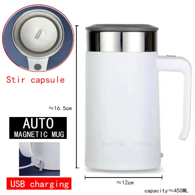 Self Stirring Magnetic Mug USB X White Mugs & Cups coffee cup coffee cup with lid coffee maker coffee mug Coffee Mugs dinning dinning table home self stirring coffee mug tea and coffee cups tea cup tea mug