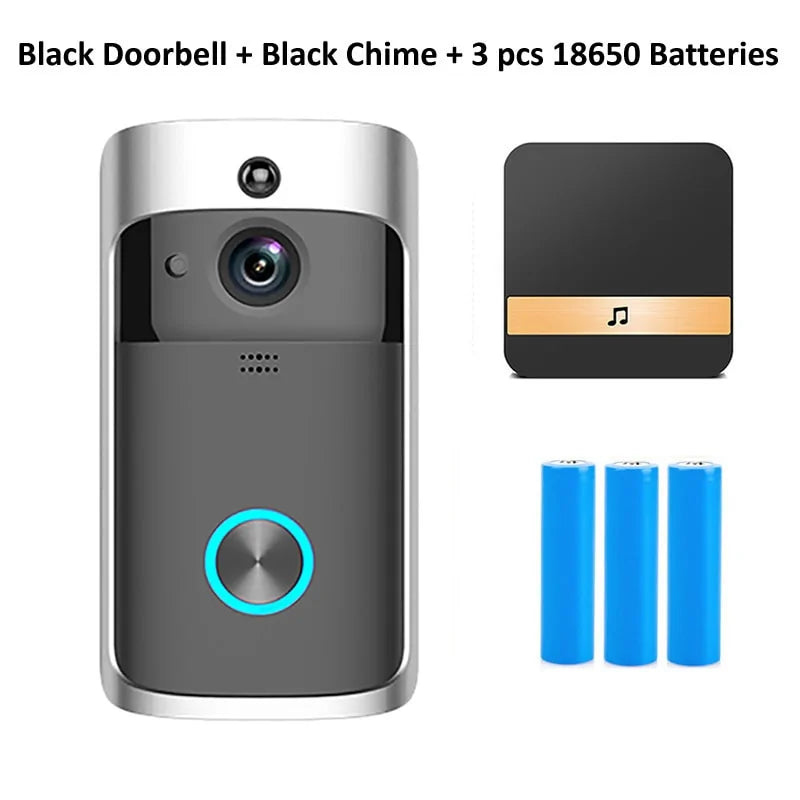 Wifi Doorbell Camera Add 3 Batteries +Chime AU Plug Doorbells Doorbell doorbell with camera doorbell with mobile connected camera doorbell with wifi connected camera home home security Intercom security Security Camera