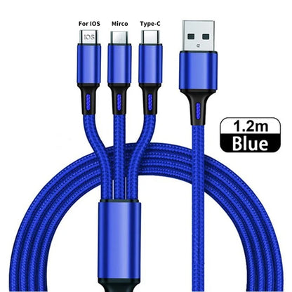 3 In 1 Fast Charging Cable – Universal USB-C, Lightning, Micro-USB for Mobile Devices Charging Cables 3 In 1 Charging Cable durable charging cable fast charging cable Multi-Device Charging Cord Tangle-Free Cable {{ product_collections }} {{ product_description }}