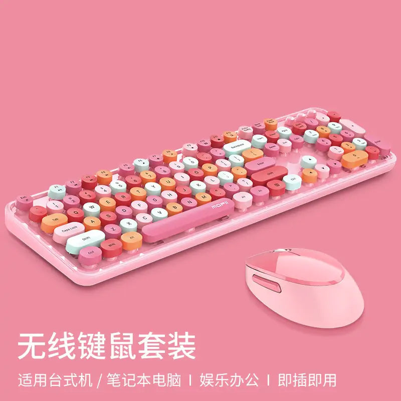 Wireless Candy Color Round Keycap Keyboard Set Keyboards & Mouse electronics Gift Keyboard Keyboard Set Mouse Wireless Keyboard wireless keyboard and mouse bluetooth