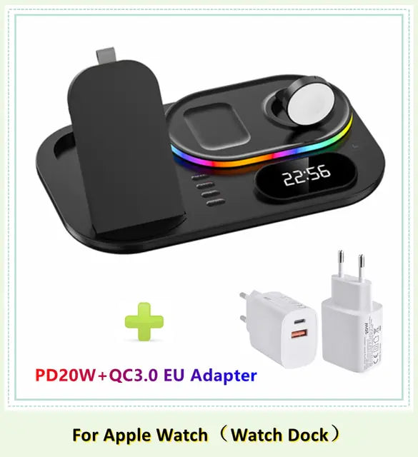 30W LED 4 in 1 Wireless Charger Dock | Fast Charging | RGB Lighting 30w apple charger dock charging dock charging pads charging station iphone led magnetic magsafe mobile New arrival phone portable table wireless charger {{ product_collections }} {{ product_description }}