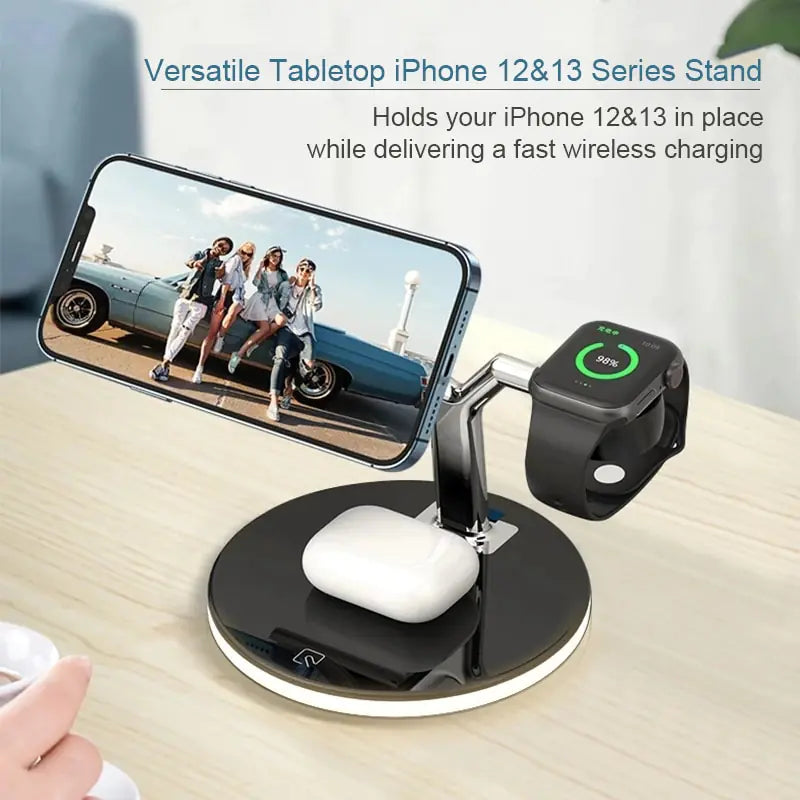 Magnetic Wireless Charger Stand | Fast Charging | Self-Adhesive Remote Control Phone Holder Wireless Chargers 3 in 1 air pods apple watch charging pads charging station fast charger iphone magnetic magsafe New arrival wireless charger {{ product_collections }} {{ product_description }}