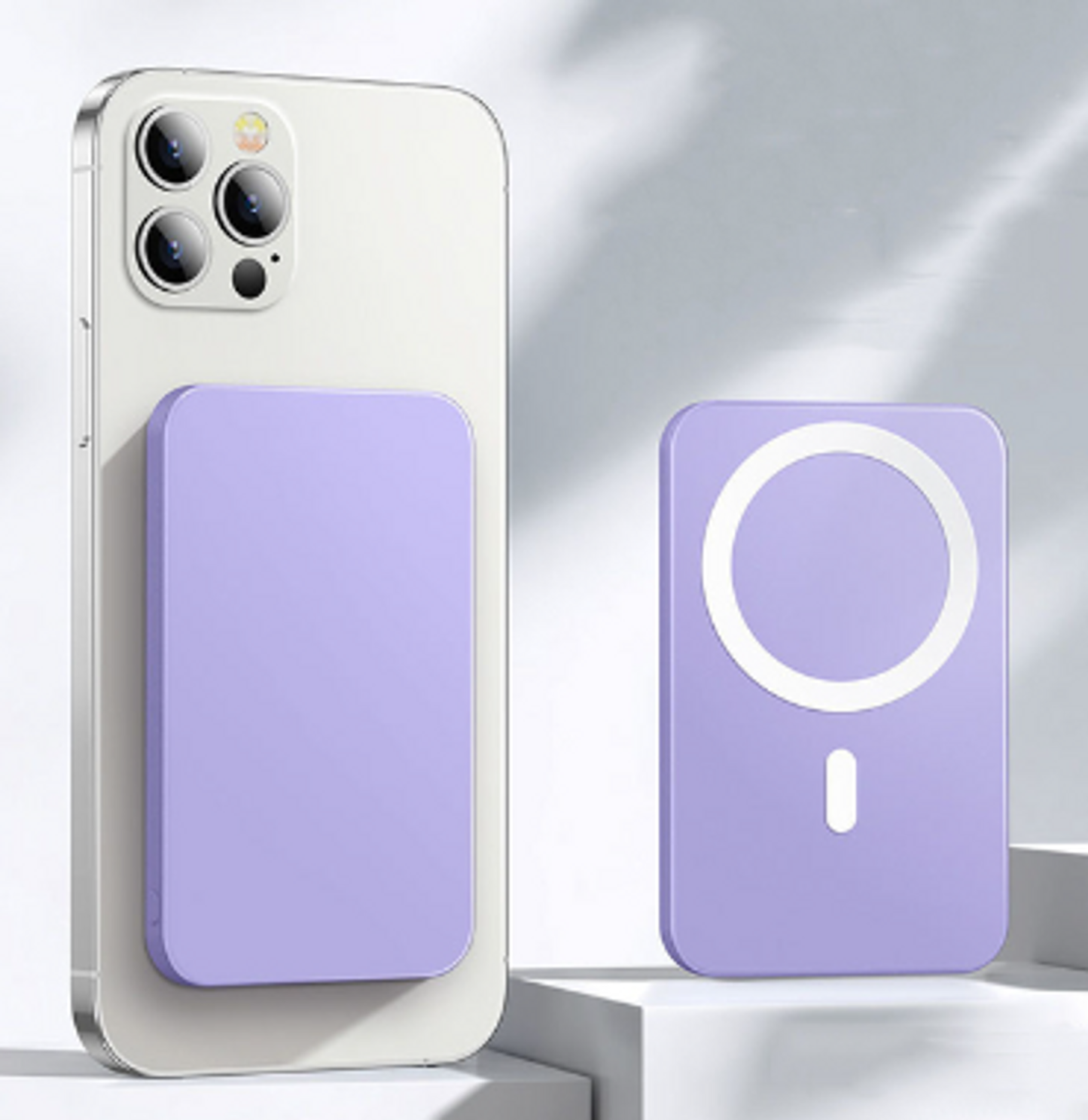 Magnetic Wireless Fast Charger | 5000mAh Power Bank | Compatible with iPhone & Android Purple 5000 MAH Wireless Chargers android elegant fast charger iphone magnetic magsafe power bank samsung {{ product_collections }} {{ product_description }}