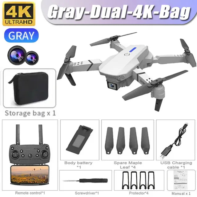 New E88Pro RC Drone 4K Professinal With 1080P White-Dual-4K-Bag Drones 4k video and camera drone for vlogging 4k video drone drone for video making drone with video camera electronics New E88Pro RC Drone 4K Professinal With 1080P RC controlled drone camera RC drone with 360 video camera video video devices video making