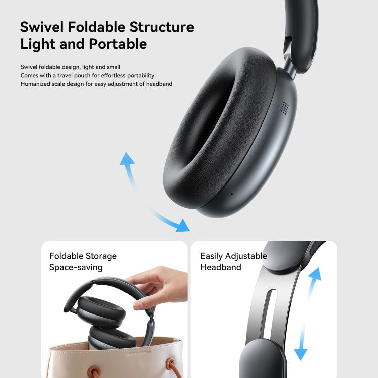 Bluetooth Headphones with Hybrid Active Noise Cancellation (ON / OFF) and Calls features Headphones & Earbuds audio Bluetooth headphones Earphone & Headset electronics electronics accessories Headphones & Earbuds Headset & Headphone Headphones Apple Accessories long macthless online JOYROOM playtime retractable