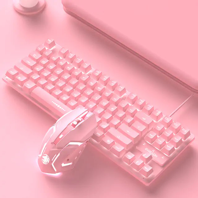 Cute Pink Wired Keyboard and Mouse Set 87 Keys 2 in 1 Keyboards & Mouse computer Cute Pink Wired Keyboard and Mouse Set electronics keyboard laptop mouse