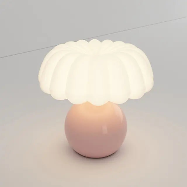 Elegant Cream Mushroom Desk Light A Pink Table Lamps ambientlight cozylighting creamlamp decorativelamp elegantlighting interiordesign mushroomlamp sophisticateddecor tablelamp whimsical {{ product_collections }} {{ product_description }}