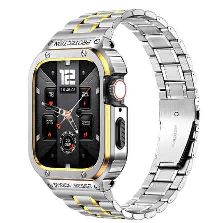 Elevate Your Apple Watch with Our Premium Band and Case Combo Silver Gold 44mm Apple Watch Bands apple watch band and case case & band classic designer luxury New arrival new design premium premium quality stainless steel {{ product_collections }} {{ product_description }}