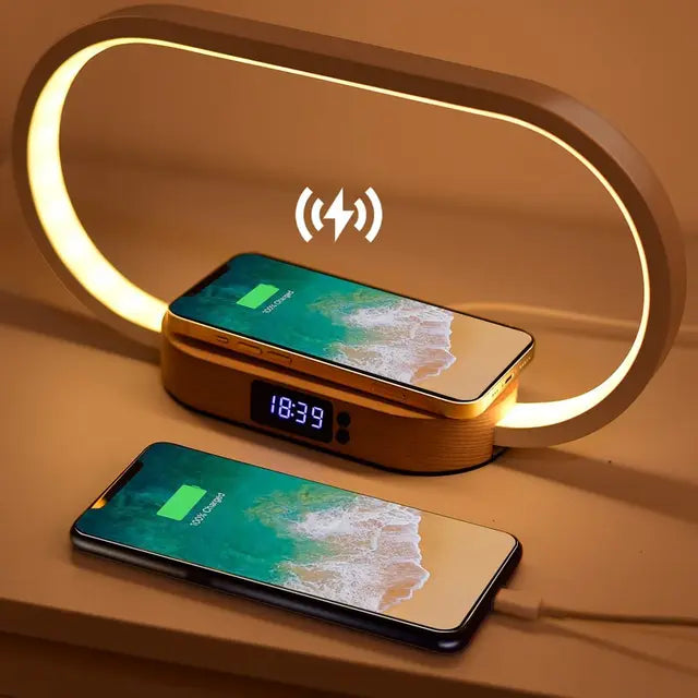 Versatile Wooden Lamp with Wireless Charger | Stepless Dimming | Built-In Clock Yellow Warm White Wireless Chargers 3 in 1 apple clock digital elegant fast charger iphone led lamp magsafe muti purpose New arrival table lamp wireless charger {{ product_collections }} {{ product_description }}