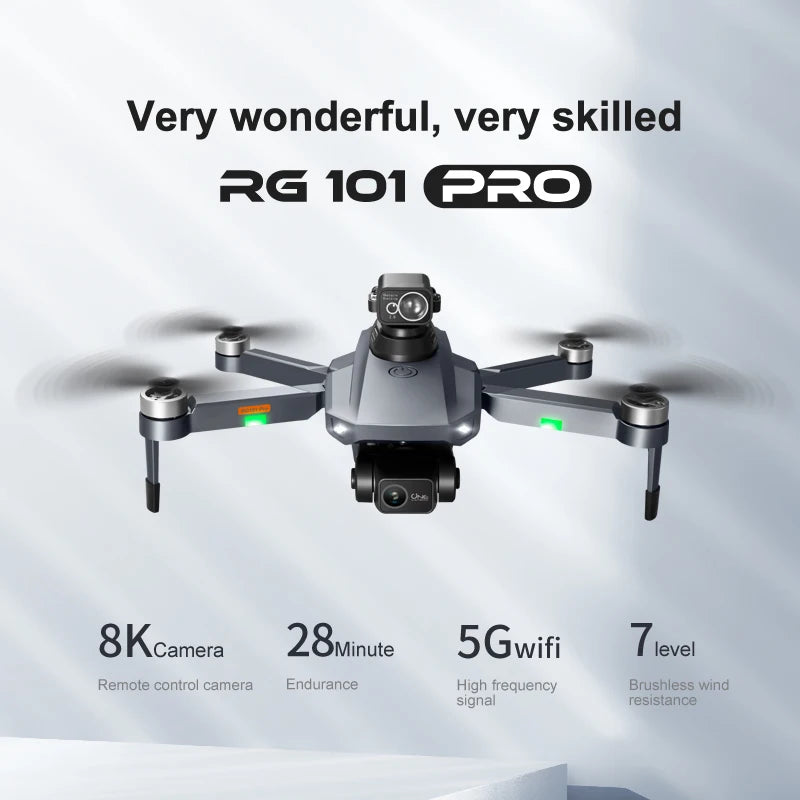 Flyxinsim RG101 PRO MAX Long Distance Brushless Obstacle Avoidance 5G With Video Camera 8K HD Camera And GPS Professional Drones Drones 4k 5g bluetooth 5g connection 6k 8k drone drone for video making drone with video camera matchless online RC drone with 360 video camera remote controlled drone with 360 camera versatile camera and drone video video making