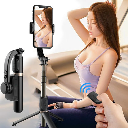 Mini Removable Rechargeable Fill Light Selfie Stick Phone Wireless Selfie Stick Tripod Anti-shake Handheld Balance Stabilizer Black