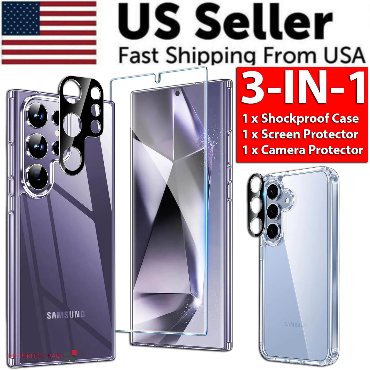 For Samsung Galaxy S24 Ultra Plus Shockproof Case & Screen Protector & Camera US Mobile Phone Cover & Protectors camera protection electronics electronics accessories mobile phone case mobile phone cover mobile phone screen protector mobile protector protection safety Screen Protector