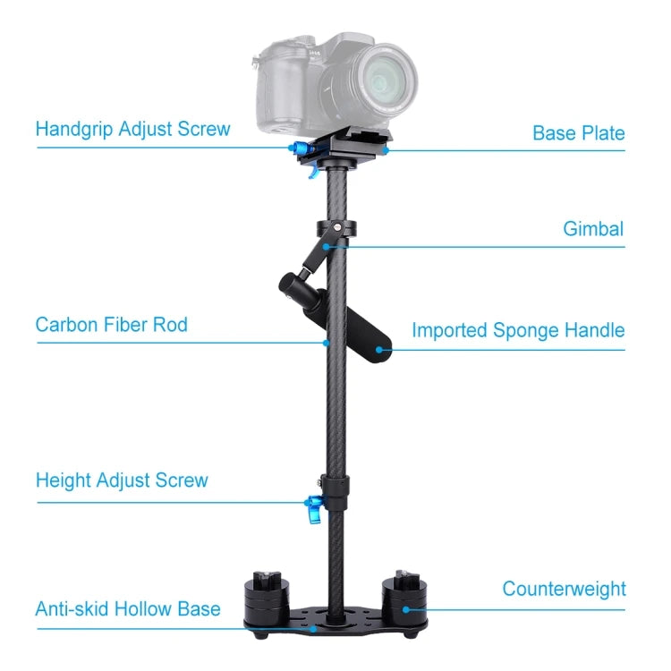 High quality 38.5-61cm Carbon Fibre camera holder Handheld Stabilizer for DSLR & DV Digital Video & Cameras,P60T Tripods & Monopods auto face tracking automatic selfie sticks blogging accessories camera stablizer electronics handheld stablizer intelligent face tracking matchless online mobile phone accessories for blogging portable auto balance selfie stick selfie sticks tripod selfie tripod video video camera and mobile video accessories video devices video holder