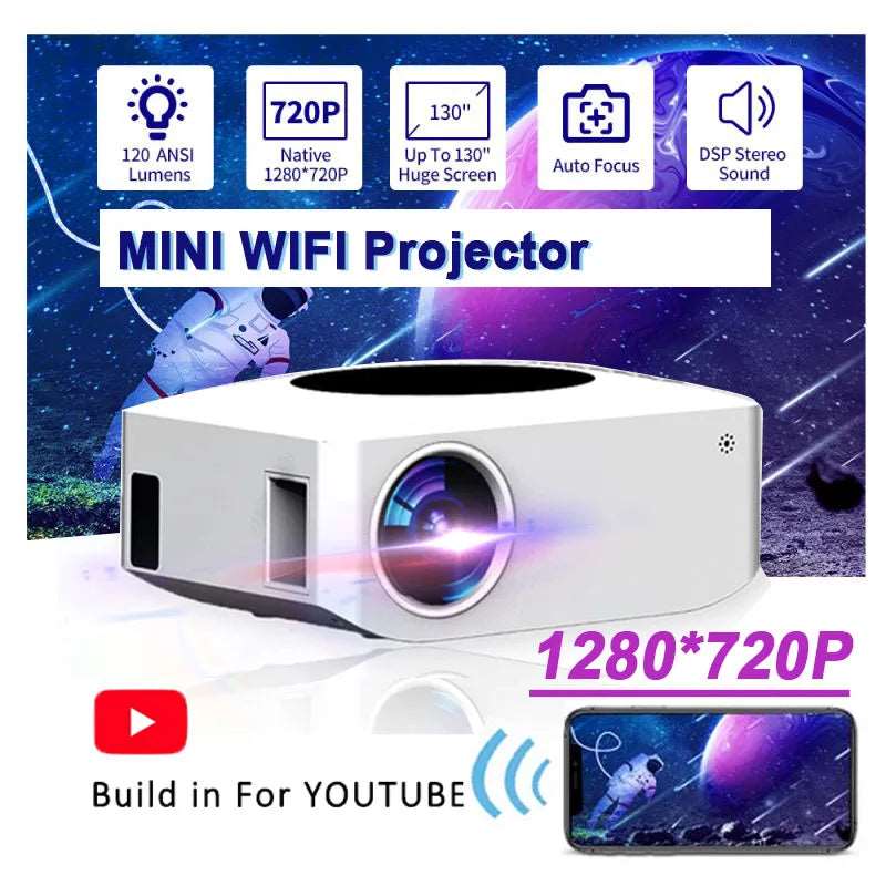 4K WIFI Wireless Projector Projectors alternate of TV and screens compatible projector with audio and mobile devices electronics HD projector Portable Projector Small projector smart projector