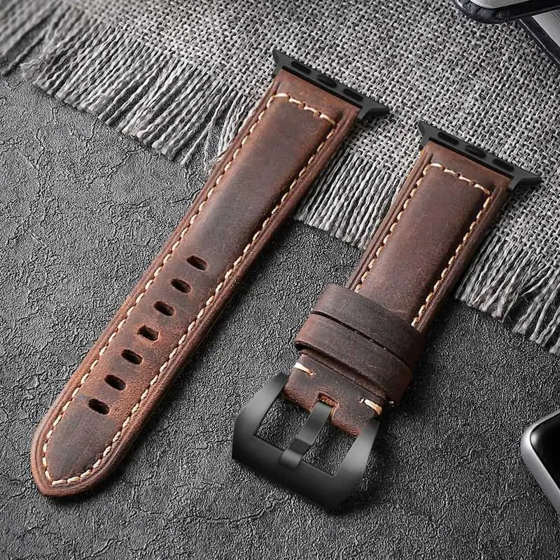 Add Personality with Our Handmade Crazy Cowhide Apple Watch Band Black-brown For Apple Watch 42mm Apple Watch Bands apple watch apple watch band apple watch strap hand made handmade new arrival nylon {{ product_collections }} {{ product_description }}