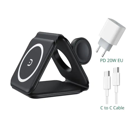 15W Magnetic Wireless Charger | Fast & Convenient | Advanced Technology Black With EU Plug Wireless Chargers 3 in 1 air pods apple apple watch charging dock charging pads charging station iphone magnetic wireless charger {{ product_collections }} {{ product_description }}