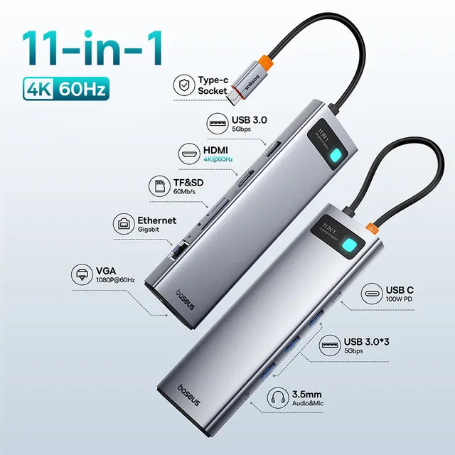 10Gbps USB C Hub Computer Table & Accessories 4k connection port 6 in 1 ports for data transfer and charging computer table accessories electronics electronics accessories USB port hub for computer table