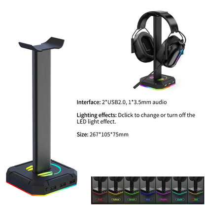 RGB Gaming Headphone Stand Black Headphones & Earbuds audio Audio & Video Components audio device computer table accessories electronics electronics accessories RGB Gaming Headphone Stand