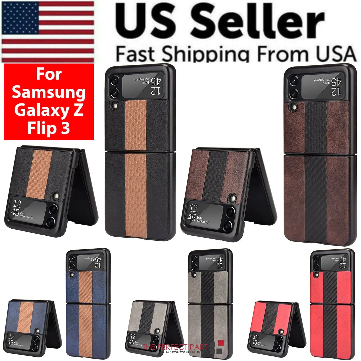 For Samsung Galaxy Z Flip 3 5G Slim Folding Leather Shockproof Phone Case Cover Mobile Phone Cover & Protectors cover covers electronics electronics accessories magsafe mobile phone case and cover mobile cover Mobile phone card case mobile phone case mobile phone cover protection safety Samsung