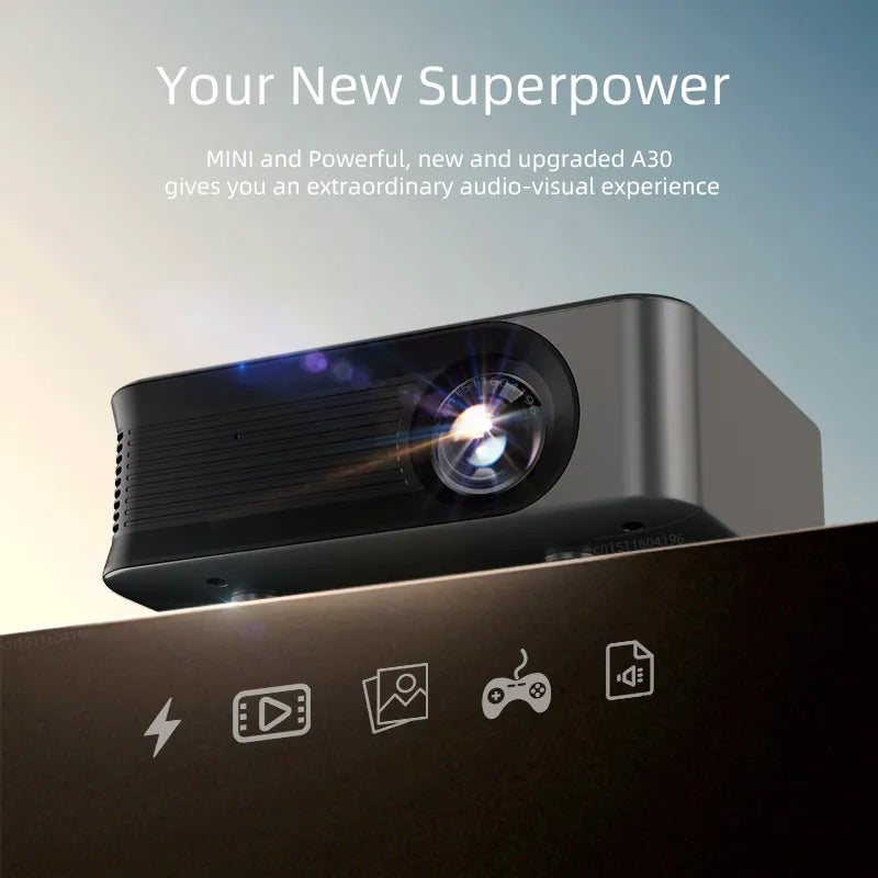 AUN A30 Upgraded Portable Projector Projection Screens AUN A30 Upgraded Portable Projector compatible projector with audio and mobile devices electronics HD projector Portable Projector Small projector smart projector video