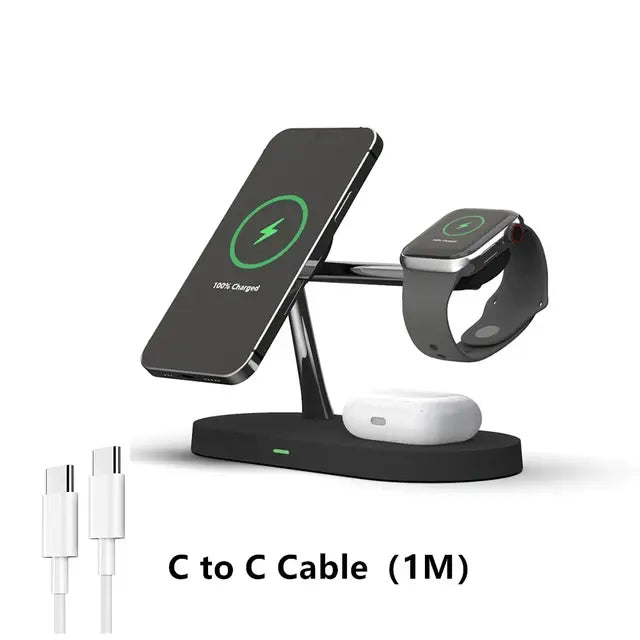 3 In 1 Wireless Magnetic Charger Stand | Fast & Safe Charging | Sleek Space-Saving Design Wireless Chargers 3 in 1 air pods apple watch clock fast charger iphone light indication magnetic magsafe New arrival table clockdigital wireless charger {{ product_collections }} {{ product_description }}