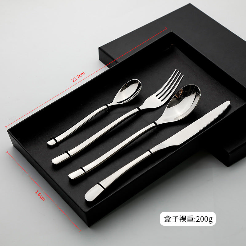 French Moonlight Series Stainless Steel Western Tableware 4-piece Set Hotel Restaurant Steak Knife Fork Spoon Four Main Pieces Gift Box Moonlight four-piece set (gift box) Cutlery Set cutlery set dinner dinner set dinning table fork home kitchen knife spoon