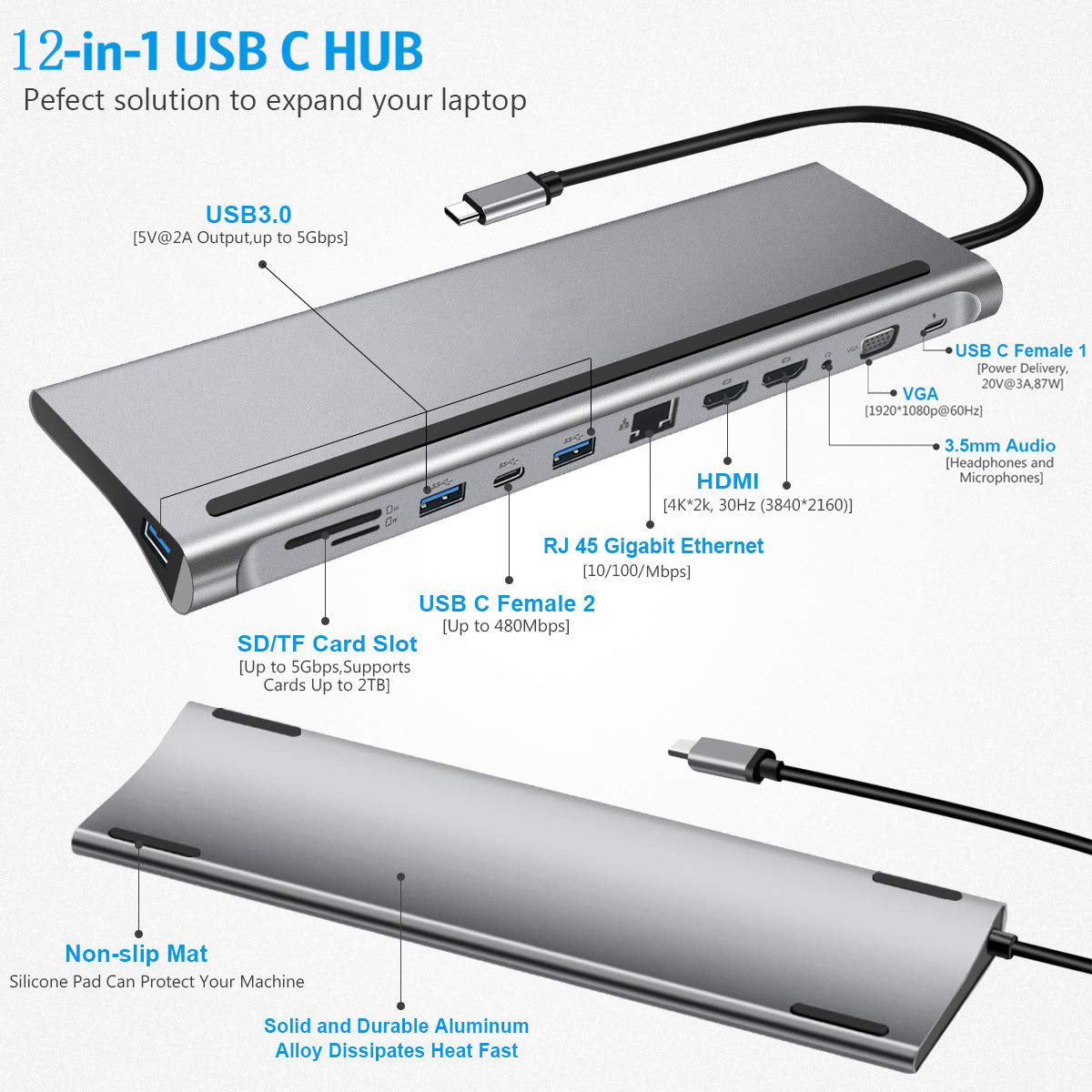 12 in 1 Multi-screen Display Type-C Docking Station | USB 3.1 Interface | Versatile Connectivity for Ultimate Productivity Docks & Hubs dell docking station docks hdmi high speedmulti connection hp hubs lenovo macbook multi display multi ports usb 3.1 usb c type {{ product_collections }} {{ product_description }}