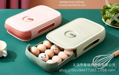 Drawer egg box kitchen refrigerator can be superimposed automatic rolling egg box household fresh-keeping creative egg storage box Storages & Racks egg rack egg storage egg tray eggs kitchen kitchen accessories Kitchen Gadgets kitchen items organizer organizer box Organizers Storage storage rack