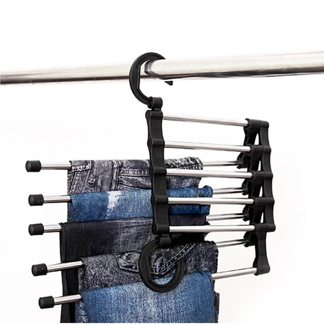 Multifunctional folding retractable trouser rack wardrobe space saving multi-layer trouser rack stainless steel drying rack clothes storage black Storages & Racks hanger home home accessories home tools organiser organizer Organizers Storage storage rack wardrobe