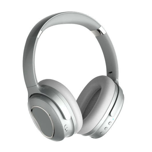 Head-mounted noise-canceling wireless headset ANC active noise-canceling Bluetooth headset wireless high-power headset silver Headphones & Earbuds anc bluetooth ear comfort headphone noise cancellation soft wireless