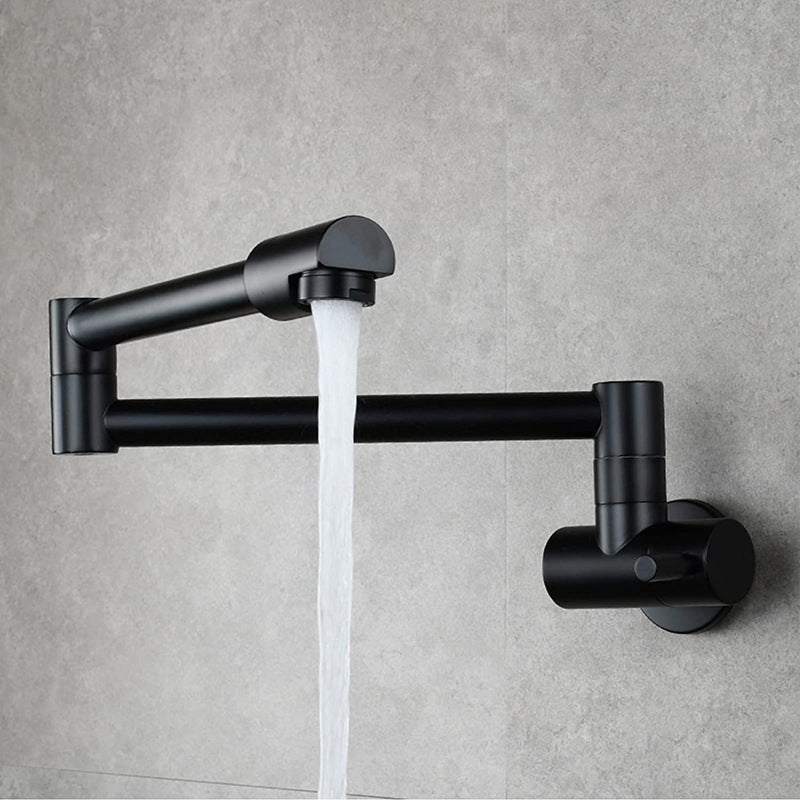 In-wall kitchen sink, single cold water faucet, retractable rotating folding mop pool, universal splash-proof, all copper Matt black Faucets Bathroom bathroom accessories bathroom items faucet faucet rack home Kitchen Storage Faucet Rack