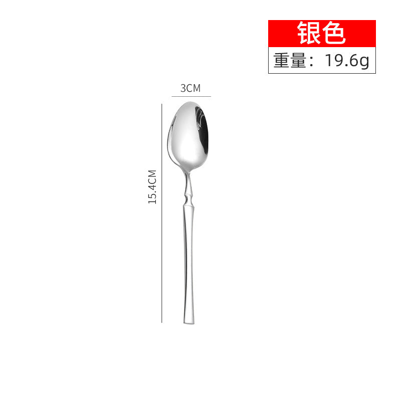 Stainless steel high-end steak knife and fork thin section small waist knife fork spoon four-piece set home hotel tableware Cutlery Set cutlery dinner spoons dinning table fork home kitchen knife spoon spoon set