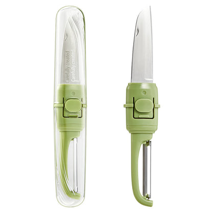 Two-in-one Portable Home Folding Double Head Fruit Knife Peeler Green Choppers & Slicers fruit peeler kitchen slicer vegetable peeler