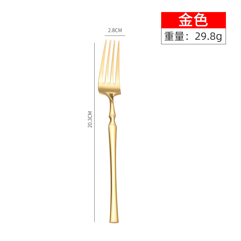 Stainless steel high-end steak knife and fork thin section small waist knife fork spoon four-piece set home hotel tableware Cutlery Set cutlery dinner spoons dinning table fork home kitchen knife spoon spoon set