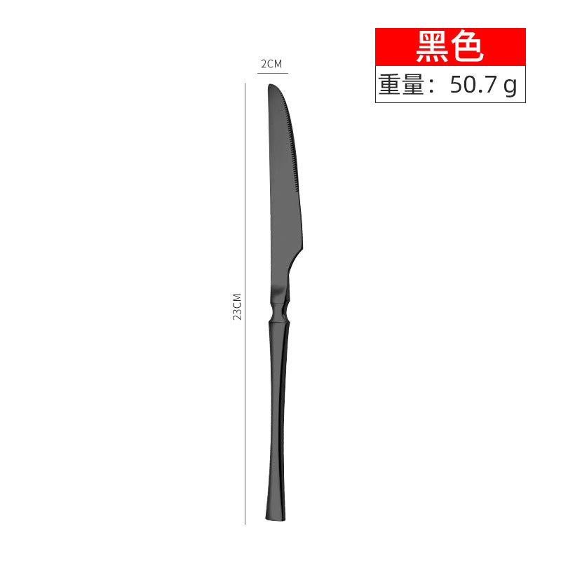 Stainless steel high-end steak knife and fork thin section small waist knife fork spoon four-piece set home hotel tableware Cutlery Set cutlery dinner spoons dinning table fork home kitchen knife spoon spoon set